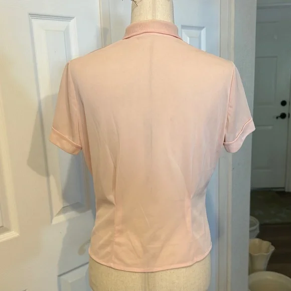 1950’s Vintage Blouse Feminine Pink Faux Pearls Pleated Size Large - Picture 4 of 9